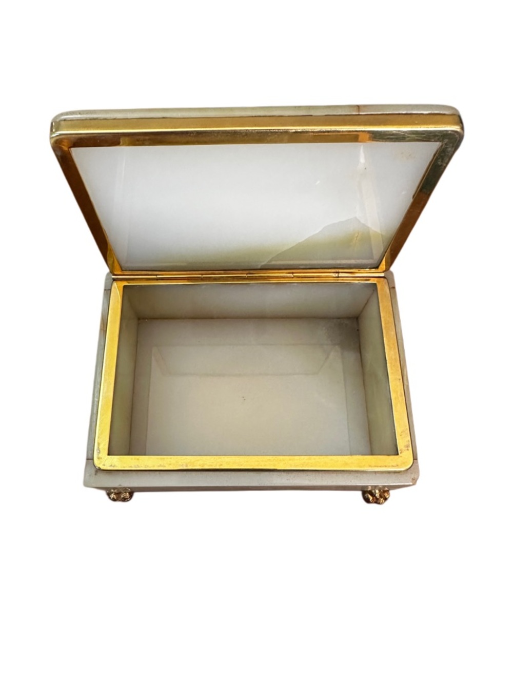 60s-70s Onyx Marble Trinket Jewelry box hand carved luminous hinged lid - Picture 7 of 13